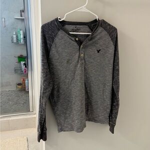 Gray Long Sleeve Henley Shirt